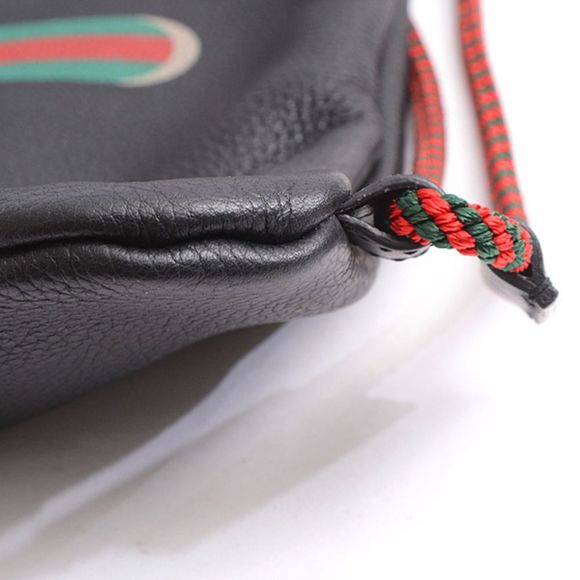 Gucci Drawstring Purse Backpack Leather Black - Picture 6 of 10